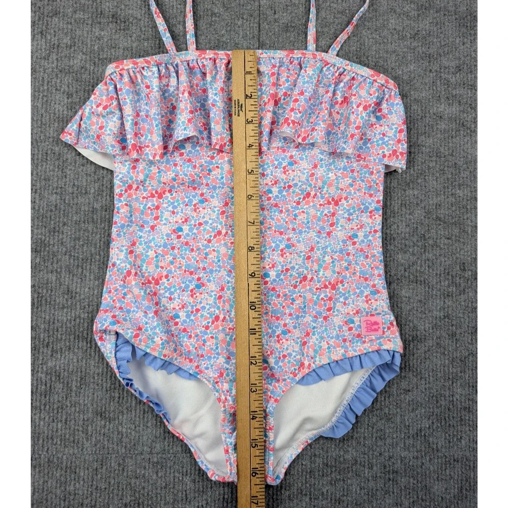 RuffleButts Swimsuit Girls 8 One Piece UPF 50+ Floral Rugged Glitter Shimmer